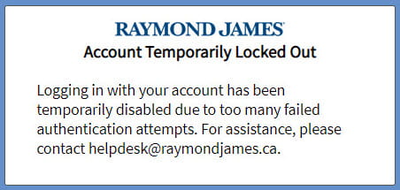 Account temporarily locked out message